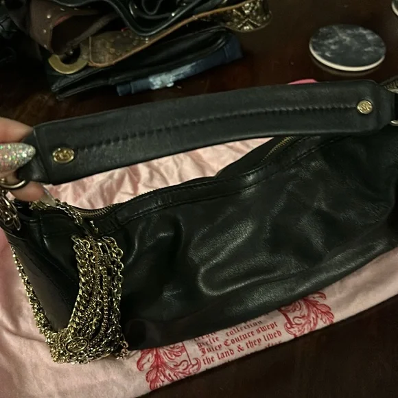 Vintage Juicy Couture black purse with gold chain accents - Picture 3 of 6